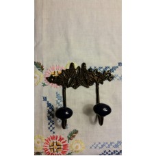 Caset Iron wall Hanger with Grapes and Cobalt Ceramic Knobs   173461872771